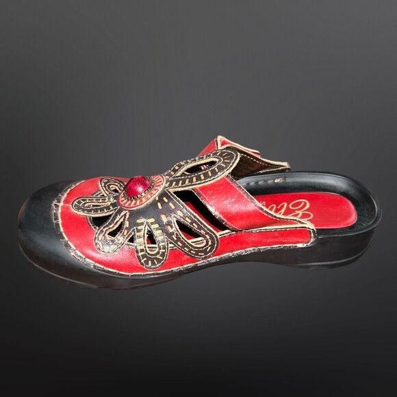 Corkys Women's Elite Coastal Hand Painted Leather Bump Toe Sandals Size 7 US 37 - Picture 3 of 6